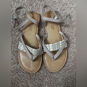 TOMS Beige and Tan Strappy Sandals